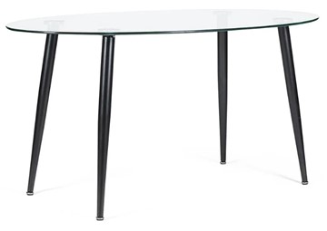 Стеклянный кухонный стол KASSEL (mod. DT333) металл/закаленное стекло (10 мм), 150х90х75см, черный в Шадринске