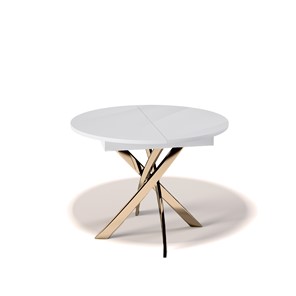 Обеденный круглый стол Kenner R1100 (Золото/Белое/Стекло белое глянец) в Шадринске