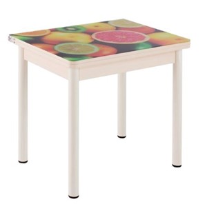Кухонный пристенный стол СПА-01 СТФ, дуб молочный ЛДСП/стекло фрукты/36 прямые трубки крашеные белые в Шадринске