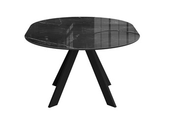 Стол обеденный раздвижной раздвижной DikLine SFC110 d1100 стекло Оптивайт Черный мрамор/подстолье черное/опоры черные в Кургане