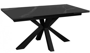 Керамический стол раздвижной DikLine SFE140 Керамика Черный мрамор/подстолье черное/опоры черные (2 уп.) в Шадринске