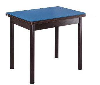 Стол со стеклянной столешницей СПА-01 СТ2, венге ЛДСП/стекло синие/38 прямые трубки крашеные коричневый в Шадринске