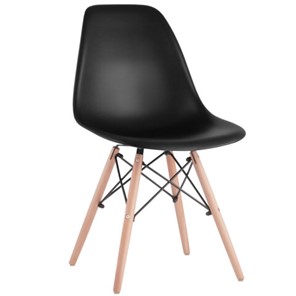 Комплект обеденных стульев 4 шт. BRABIX "Eames CF-010", пластик черный, опоры дерево/металл, 532631, 2033A в Шадринске