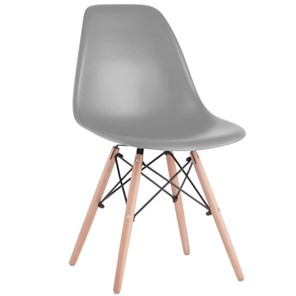 Комплект обеденных стульев 4 шт. BRABIX "Eames CF-010", пластик серый, опоры дерево/металл, 532632, 2033A в Кургане