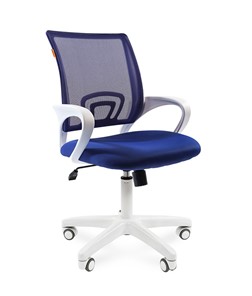 Кресло компьютерное CHAIRMAN 696 white, ткань, цвет синий в Шадринске