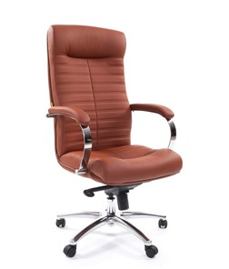 Кресло CHAIRMAN 480 Экокожа Terra 111 (коричневая) в Шадринске