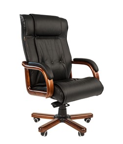 Кресло компьютерное CHAIRMAN 653 кожа черная в Шадринске