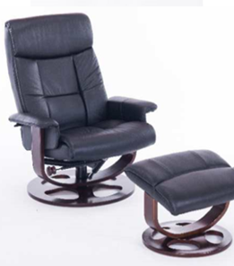 Кресло компьютерное ДамОфис J6011 для релаксации нат. кожа / дерево, черный в Кургане