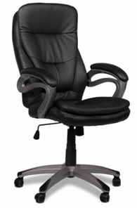 Кресло офисное ДамОфис J 9302 экокожа /пластик, черный в Шадринске
