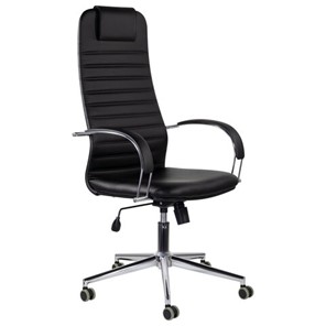 Кресло офисное Brabix Premium Pilot EX-610 CH (хром, кожзам, черное) в Кургане