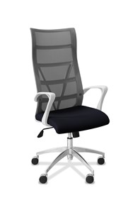 Кресло для руководителя Топ X белый каркас, сетка/ткань TW / серая/черная в Кургане