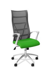 Кресло офисное Топ X белый каркас, сетка/ткань TW / серая/салатовая в Шадринске