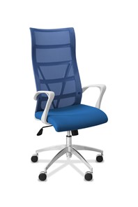 Кресло в офис Топ X белый каркас, сетка/ткань TW / синяя/голубая в Шадринске