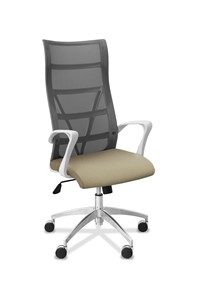 Кресло в офис Топ X белый каркас, сетка/ткань TW / серая/светло-серая в Шадринске