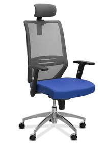 Кресло офисное Aero с подголовником, сетка/ткань TW / черная/ синяя в Шадринске
