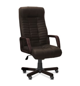 Офисное кресло Атлант W, экокожа премиум / тёмно-коричневая CN1113/ дерево - венге в Кургане