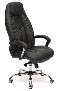Кресло BOSS Lux, кож/зам, черный/черный перфорированный, арт.9160 в Шадринске