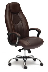 Офисное кресло BOSS Lux, кож/зам, коричневый/коричневый перфорированный, арт.9816 в Шадринске