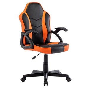 Офисное кресло BRABIX "Shark GM-203", экокожа, черное/оранжевое, 532513 в Шадринске