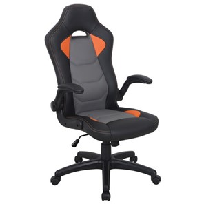 Офисное кресло BRABIX "Skill GM-005", откидные подлокотники, экокожа, черное/оранжевое, 532495 в Шадринске