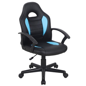 Офисное кресло BRABIX "Spark GM-201", экокожа, черное/голубое, 532505 в Шадринске