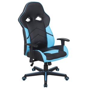 Офисное кресло BRABIX "Storm GM-006", регулируемые подлокотники, экокожа, черное/голубое, 532501 в Шадринске