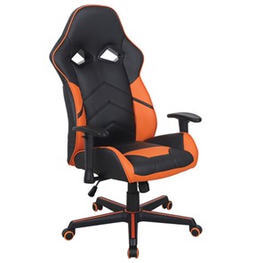 Офисное кресло BRABIX "Storm GM-006", регулируемые подлокотники, экокожа, черное/оранжевое, 532502 в Шадринске