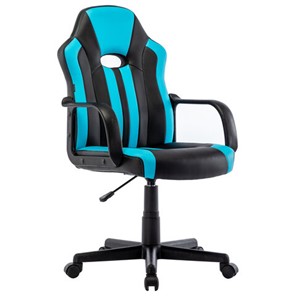 Офисное кресло BRABIX "Stripe GM-202", экокожа, черное/голубое, 532509 в Шадринске