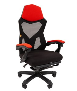 Компьютерное кресло CHAIRMAN 571 с подставкой для ног , сетчатый акрил / полиэстер черный/красный в Кургане