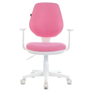 Кресло офисное Brabix Fancy MG-201W (с подлокотниками, пластик белый, розовое) в Кургане