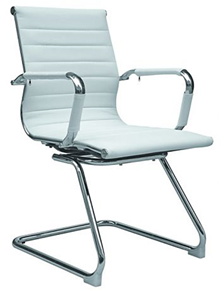 Офисное кресло ДамОфис B110 на полозьях, экокожа / хром, белый в Шадринске