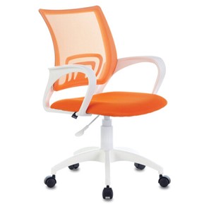 Кресло офисное Brabix Fly MG-396W (с подлокотниками, пластик белый, сетка, оранжевое) 532401 в Шадринске