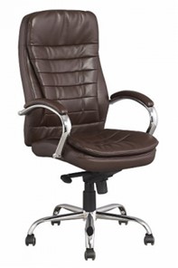 Кресло офисное ДамОфис J 9031-1 экокожа /хром, коричневый в Шадринске