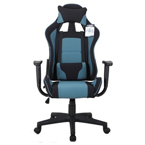 Кресло офисное Brabix GT Racer GM-100 (две подушки, ткань, черное/голубое) 531818 в Шадринске
