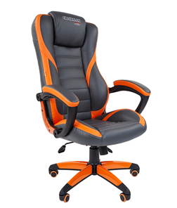 Кресло офисное CHAIRMAN GAME 22 эко кожа, серый/оранжевый в Шадринске