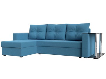 Угловой диван с оттоманкой Атланта Лайт, Амур голубой (микровельвет) в Кургане