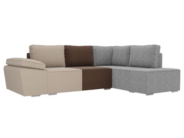 Угловой диван для гостиной Хавьер, Бежевый/Коричневый/Серый (рогожка) в Кургане