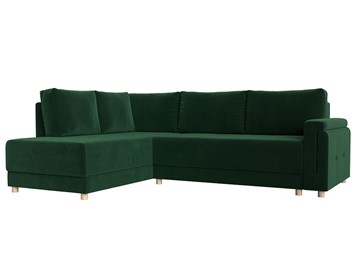 Угловой раскладной диван Лига-024, Зеленый (Велюр) в Шадринске
