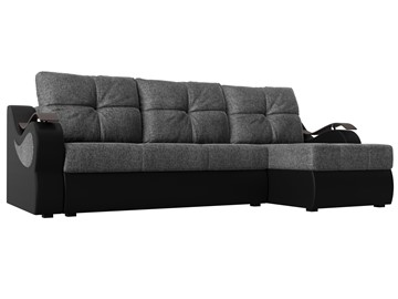 Угловой диван Меркурий, Серый/черный (рогожка/экокожа) в Кургане