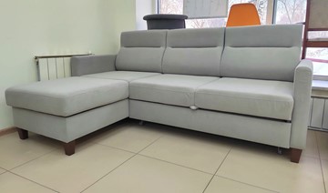 Угловой диван с оттоманкой Марсель Luma 13 серый велюр в Шадринске