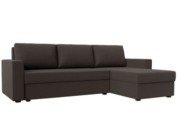 Угловой диван с оттоманкой Траумберг Лайт, Амур коричневый (Рогожка) в Шадринске