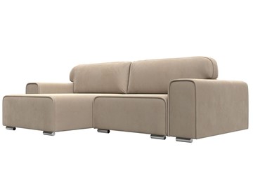 Угловой диван с оттоманкой Лига-029, Бежевый (Велюр) в Кургане