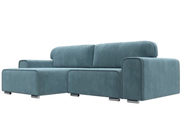 Угловой диван с оттоманкой Лига-029, Бирюзовый (Велюр) в Кургане