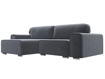 Угловой диван с оттоманкой Лига-029, Серый (Велюр) в Кургане