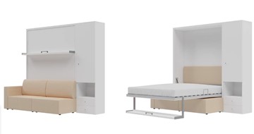 Шкаф-кровать трансформер Кровать-трансформер Smart (КД 1400+ШП), шкаф правый, левый подлокотник в Кургане