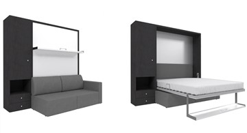Кровать подъемная Кровать-трансформер Smart (ШЛ+КД 1400), шкаф левый, правый подлокотник в Кургане