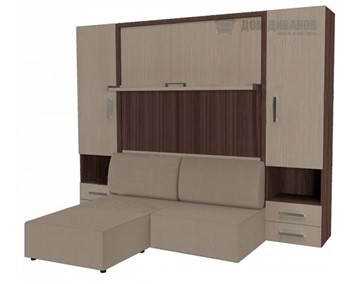 Кровать-трансформер Кровать-трансформер Smart (ШЛ+КД 1400+ШП+Пуф), 2 шкафа, без подлокотников в Шадринске