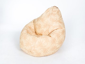 Кресло-мешок Груша среднее, жаккард, бежевые листья в Шадринске