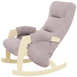 Кресло-качалка ЭЛИТ с карманами Джанни (каркас дуб, сиденье серо-розовое) в Кургане