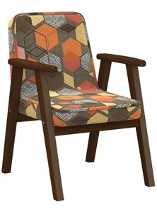 Кресло Ретро ткань геометрия коричневый, каркас орех в Шадринске